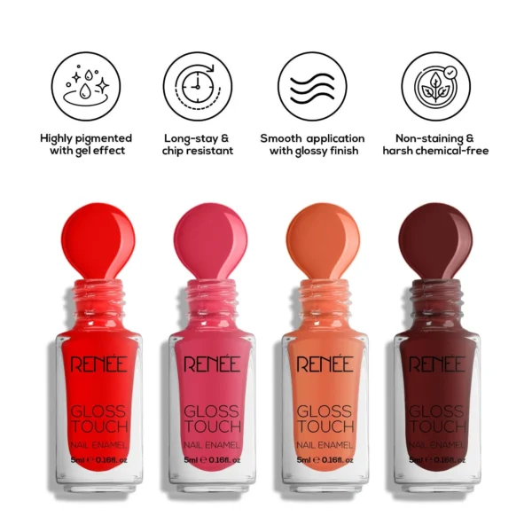 RENEE Gloss Touch Set of 4 Nail Enamels, 5ml each - Image 2
